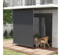 Store de balcon rétractable - 150/200 x 300 cm - Sans perçage - Brise-vue réglable - Résistant aux intempéries - Manivelle manuelle - Gris - Longueur : 1,5 m