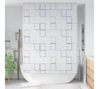 Store de douche 160 x 240 cm avec motif carré, imperméable et séchage rapide, en 100 % plastique PEVA, matériel de fixation inclus, polyvalent comme rideau de douche
