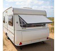 Store de fenêtre pour camping-car 180 x 75 cm avec passepoil et ventouses - Voile d'ombrage - Auvent - Bâche de pluie - Protection solaire pour caravane - Imperméable - 1500 mm - Protection UV - Gris