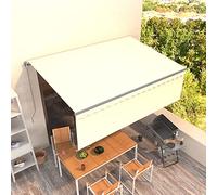 Store de jardin, balcon, terrasse, pivotant, avec store enrouleur 4 x 3 m, crème pour terrasse, balcon
