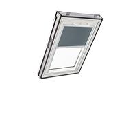 Store d'obscurcissement Roto ZRV Originale - Occultation Presque Totale - Rail de Guidage Argent - Fonctionnement Manuel - pour la Série Q - Taille 114/098 | 11/09 - Couleur du Tissu Gris Foncé