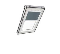 Store d'obscurcissement Roto ZRV Originale - Occultation Presque Totale - Rail de Guidage Blanc - Fonctionnement Manuel - pour la Série Q - Taille 055/098 | 05/09 - Couleur du Tissu Gris Foncé