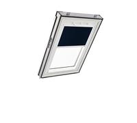 Store d'obscurcissement Roto ZRV Originale - Occultation Presque Totale - Rail de Guidage Blanc - Fonctionnement Manuel - pour la Série Q - Taille 078/140 | 07/14 - Couleur du Tissu Bleu