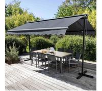 Store double pente avec coffre 3 x 4 m en aluminium gris anthracite Delgada - Oviala