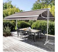 Store double pente avec coffre 3 x 4 m en aluminium taupe - Oviala