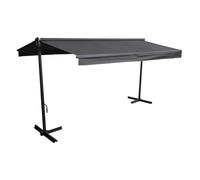 Happy Garden – Store double pente Frene sur pieds 3,95 x 3 m – toile anthracite, structure grise