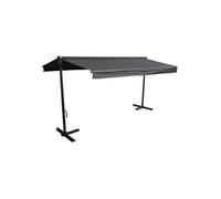 Store double pente FRENE sur pieds 3,95 x 3 m - Toile anthracite et structure grise