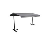 Store double pente FRENE sur pieds 3,95 x 3 m - Toile grise et structure grise