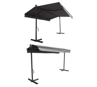 Store Double Pente Frene Sur Pieds 3,95 X 3 M - Toile Grise Et Structure Grise Gris