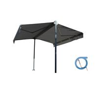 Store double pente manuel 4x2x3m - Toile grise et structure grise anthracite texturée-GARDEN OMBRAZUR