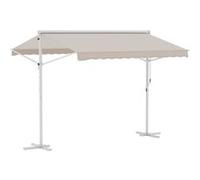 Store double pente manuel rétractable inclinaison réglable acier époxy blanc polyester imperméabilisé anti-UV beige dim. 3L x 2,95l x 2,6H m G