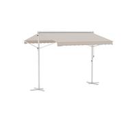 Store double pente manuel rétractable inclinaison réglable acier époxy blanc polyester imperméabilisé anti-UV beige dim. 3L x 2,95l x 2,6H m