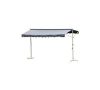 Outsunny Store Double Pente 4 x 3 m Manuel rétractable Inclinaison réglable métal époxy Blanc Polyester imperméabilisé Anti-UV Gris