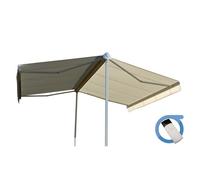 Store double pente motorisé 6x3x2 m - Toile beige et structure blanche satinée - GARDEN OMBRAZUR