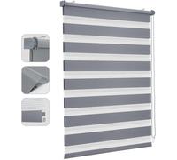 Store Double Roulant Seykey, Fixation par Clip, Sans Perforation pour Fenêtres, Double Store Roulant de 50 cm de Large, Store Roulant Double Protection Solaire, 50x100 cm, Gris