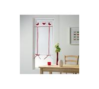 Store droit passe tringle 60 x 160 cm voile+top brode opaline Rouge