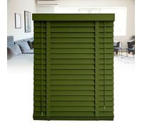Store en Bois Protection Contre l'éblouissement, Stores Vénitiens Brise-Vue Extérieur, Volets Horizontaux Bois Massif Solaire 5 cm pour Fenêtres Chambre Cuisine 30-220 cm(Vert)