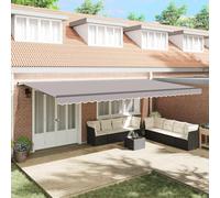 Store enroulable Gris clair 600 x 350 cm, pliable en polyester et acier, store de terrasse rétractable moderne avec réglage manuel de l'ombre, offrant une protection solaire pour terrasse