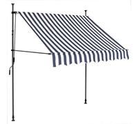 Store enrouleur à la main - 100 cm en bleu et blanc - Protection solaire parfaite pour terrasse et balcon - Cadre en acier avec tissu polyester résistant (revêtement PU)