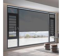 Store enrouleur auto-adhésif avec effet miroir sans perçage, largeur personnalisée 3250 cm, isolation thermique et film PET antireflet pour la maison, le bureau, le magasin (noir, 300,5 x 150 cm (l x