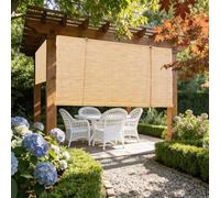 Store Enrouleur Bambou Exterieur Store Enrouleur Roseau Naturel 40 60 80 100 140 160 cm,Rétro Store Enrouleur Bambou Occultant,Rideaux en Roseau,Facile à Installer(Natural,B120xH260 cm)