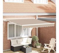 Store enrouleur beige 300 x 250 cm, tissu et acier, résistant aux intempéries, protection UV, pour terrasse, jardin, balcon, manuel et télécommande, protection solaire, auvent
