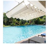 Store Enrouleur Coulissant en U for extérieur, Voile d'ombrage rétractable ondulée, Toile de Toit en PEHD, Protection UV et Solaire, auvent de terrasse de Jardin(W2.8*L15m/W9.19*L49.21ft)