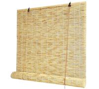 Store enrouleur élégant en bambou blanc - Store de fenêtre respirant pour intérieur et extérieur, protection solaire, style romain, 145 x 200 cm (l x H), parfait pour terrasse et décoration