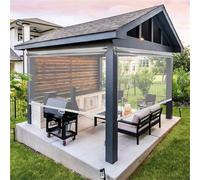 Store enrouleur en PVC transparent sans cordon et imperméable pour une utilisation extérieure et intérieure, teinte HD transparente avec poignée, coupe-vent et anti-jaunissement, idéal pour patio, ba