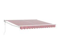 Store enrouleur en tissu 350 x 250 cm rouge et blanc - Protection solaire parfaite pour terrasse et jardin - Facile à utiliser et durable