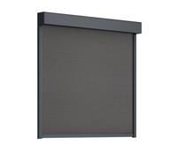 Store enrouleur extérieur, rectangulaire 90°, gris anthracite, 600 x 600 mm, Toile noir, Sans commande, configurer sur mesure