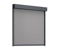 Store enrouleur extérieur rectangulaire 90°, gris anthracite RAL 7016, 600x600 mm, toile gris foncé, moteur Basic