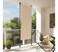 Store Enrouleur Extérieur, Store Vertical Extérieur Jaune et Blanc, Tissu Polyester 180 g/m² et Cadre Acier, Stores Occultant Extérieur UV, Manivelle Réglable, Auvent de Terrasse, 120 x 270 cm