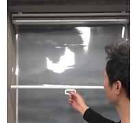 Store enrouleur imperméable en PVC transparent avec poignée - Store d'extérieur coupe-vent pour balcon, terrasse, porte et séparateur de réfrigérateur - 130 x 140 cm (l x H)