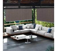 Store enrouleur imperméable et durable pour terrasse, balcon et jardin avec tige en alliage d'aluminium, 100 x 240 cm, parfait pour pergolas, couleur café