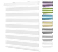 Store Enrouleur Jour Nuit 110 x 260 cm Isolant Thermique, Installation Simple Stores intérieurs Rideaux Occultants Kit de Montage Inclus pour Fenêtres Et Portes, Cuisine, Blanc