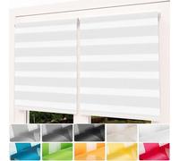 Store Enrouleur Jour Nuit 95 x 240 cm Protection Vie Privée Respirant Store à enroulement à tirage latéral Kit de Montage Inclus pour Salon Chambre Cuisine Fenêtres Portes, Blanc