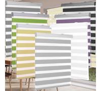 Store Enrouleur Jour Nuit de Double Tissu 35 x 180 cm Isolation Thermique, Installation Simple, Store Occultant fenêtre Rideaux Kit de Montage Inclus, pour Chambre, Salon, Cuisine, Gris Clair