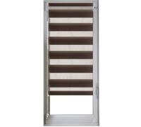 Homemaison - Store Enrouleur Jour/Nuit - Polyester Bi-Matière - Tissu Voile et Tamisant - Mécanisme à Chaînette - Fixation sans Percage - Barre de Lestage Blanche - 107 x 170 cm - Marron Chocolat