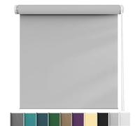 Store Enrouleur Jour Nuit sans Perçage 50 x 60 cm Isolant Thermique, Portes Store Chambre Kit de Montage Inclus pour Chambre, Bureau, Gris Clair
