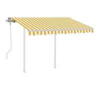 Store enrouleur manuel 3,5 x 2,5 m jaune et blanc - Aluminium et fer revêtu par pulvérisation - Tissu 100 % polyester avec revêtement PU - Protection solaire parfaite pour jardin, terrasse et balcon