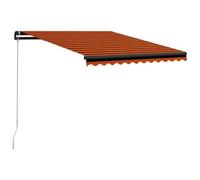 Store enrouleur manuel 350 x 250 cm, orange marron, avec éclairage LED, protection UV, pour terrasse, balcon, fenêtre, aluminium revêtu par pulvérisation