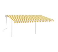 Store enrouleur manuel 4 x 3,5 m jaune et blanc - Aluminium revêtu par pulvérisation, fer et tissu 100 % polyester avec revêtement PU - Protection solaire parfaite pour jardin, terrasse et balcon
