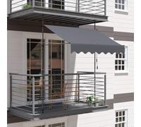 Store enrouleur manuel pour terrasse et fenêtre - Protection UV - Pare-soleil réglable pour porte sans perçage - Idéal pour véranda et balcon - 350 x 150 cm