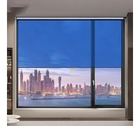 Store Enrouleur Miroir Anti-Regard à Film PET - Rideau sans Perçage & sans Cordon avec Isolation Thermique, 100% Occultant pour Salon/Bureau/Bibliothèque Largeur Personnalisable 30-150cm(Blue,46W x 20