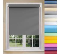 Store Enrouleur Occultant Opaque 90 x 160 cm Isolation Thermique, Installation Simple Store par Pression, avec Chaînette, pour Chambre, Bureau, Gris Foncé