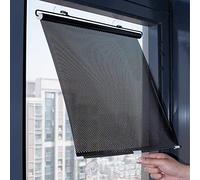Store Enrouleur Occultant Rétractables,Store À Rouleau Pare-soleil À Ventouses Pour Fenêtres,Stores Temporaires,Rideaux À Isolation Thermique Maison/Bureau,Sans Perçage,Black-50×125cm(19.7*49.2in)