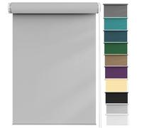 Store Enrouleur Occultant sans Perçage 45 x 60 cm Isolant Thermique, Rideau Cuisine Kit de Montage Inclus pour Chambre, Bureau, Gris Clair