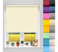 Store Enrouleur Occultant Thermique 80 x 120 cm Portable Blackout Blind, Store Enrouleur Double Fixation Isolant Thermique, 100% Protection Solaire pour Fenêtre ou Porte, Couleur Crème