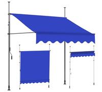 Store enrouleur réglable bleu pour jardin et terrasse, 200-400 cm de large, sans perçage ni housse de pluie, hauteur 215-310 cm, solution d'ombrage parfaite pour l'extérieur